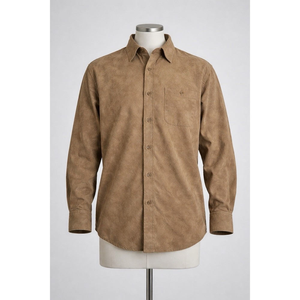 Canyon Ridge Mens Faux Suede Brown Tan button Down Size 2XL Outdoor Retro Y2K